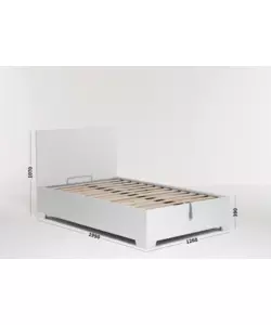 Letto 1 piazza e mezza 'hi box' bianco con rete, contenitore e piedini 120x190 cm